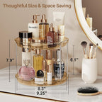 LAMU 2 Pack 2 Tier Lazy Susan Turntable Organizer 9.25'' Rotating Spice Rack Organization for Cabinet, Kitchen, Pantry, Countertop, Bathroom, Vanity, Medicine Cabinet Organizer, Amber