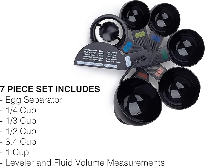 Fox Run 4838 Measuring Cup set with Egg Separator, Black, Medium (Pack of 2)