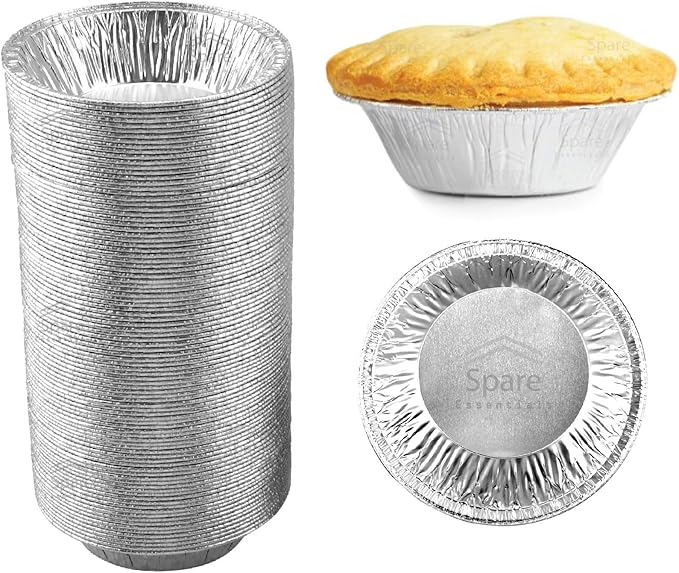 (60 Pack) Pie Tins 5 inch, Disposable Mini Pies Tin, Tart Aluminum, Individual Serving Pans for Baking Mini Chicken Potpie, Small Homemade Cakes & Quiche, Foil Tins, Freezer-to-Oven Use