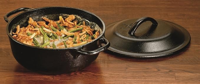 Lodge Cast Iron Dutch Oven - Loop Handle Cooking Vessel - Even Heat Retention - Oven-Safe, Versatile Pot - 2 Quart