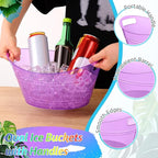 meekoo 6 Pcs Plastic Ice Buckets Bulk with Handles 4.5L Oval Storage Tub Large Capacity Ice Drink Bucket for Party Bar Wine Beer Champagne Beverage Bottle Cooler (4.5 L,Purple)
