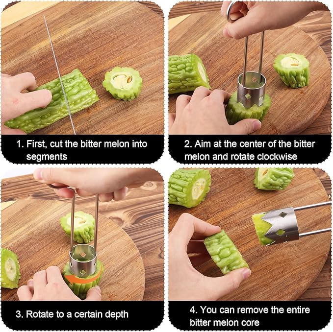 Fruit and Vegetable Corer, 2025 New Upgraded Stainless Steel Fruit Coring Remover T-Type Bell Chili Pepper Seed Deseeder Cutter Tool for Vegetables Fruit Kitchen Utensils