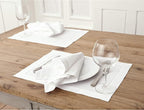 Solino Home White Placemats Set of 4 - Cotton Linen Hemstitch Placemats 14 x 19 Inch for Winter, Valentines, Holiday, New Year