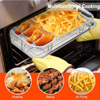 Air Fryer Basket for Oven, 15.5" x 11.6" Large Air Fryer Tray and Pan, Stainless Steel Oven Air Fryer Basket and Air Fryer Pan Rack for Cooking Baking and Broiling