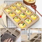 YAYODS 3 Pack Brownie Pan with Dividers 12 Cavity Square Muffin Pans Nonstick All Edges Brownie Pan, Baking Pan for Cornbread, Cupcakes, Tart, Muffin Cakes, Cookie, Bread (Gold)