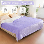 Electric Heated Blanket Queen Size - 84"x90", Soft Flannel Heating Blanket, 10 Heating Levels, 1-12 H Auto Shut Off, Dual Controllers, Breathable Warm and Washable for Bed, Light Purple