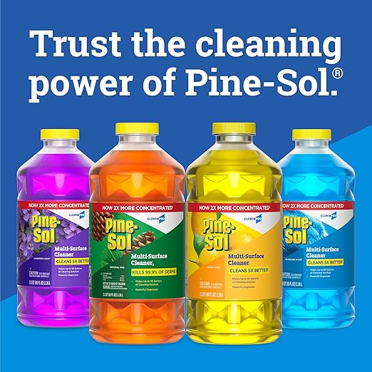 Pine-Sol Multi Surface Cleaner, Multipurpose Concentrated Formula Makes 80 Gal Cleaning Solution, Non Sticky Formula, Lavender Clean, 80 Fl Oz, Value Pack of 3