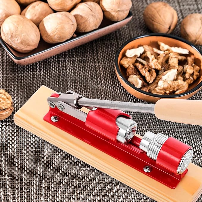 UKCOCO Mechanical Walnut Nutcracker Tool Multi-function Walnut Opener Plier with Red Handle Household Nut Shell Opener and Nuts Kitchen Specialty Gadget for Easy Shell Breaking