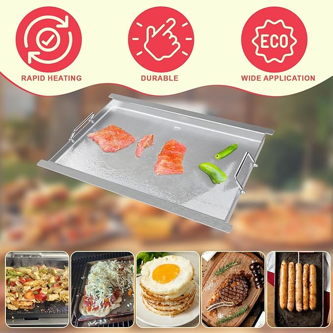 Upgrades Full-Size Griddle Inserts for Ninja PG300 Series Grill Accessories, Stainless Steel Sizzle Griddle Plate for Ninja FlexFlame Grills, for Flex Flame XSKHLFGRIDLE Accessories, 24"x17''