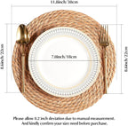 Round Woven Placemats - Boho Rattan Placemats Natural Water Hyacinth Placemat, Farmhouse Weave Place Mats, Rustic Braided Wicker Table Mats for Dining Table,Home,Wedding (12 inch Set of 8)