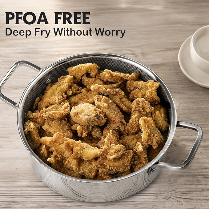 Saute Pan,Hybrid Non Stick 6.5 Quart Everyday Braiser pan,Chicken Fryer, PFOA Free Cookware,12.5 inch Deep Frying Pans with Lid,Dishwasher and Oven Safe,Works on Induction,Ceramic and Gas Cooktops