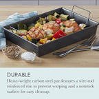 Chicago Metallic Pro Non-Stick Roast and Broil Baking Pan with Rack, 13-Inch-by-9-Inch, Dark Gray