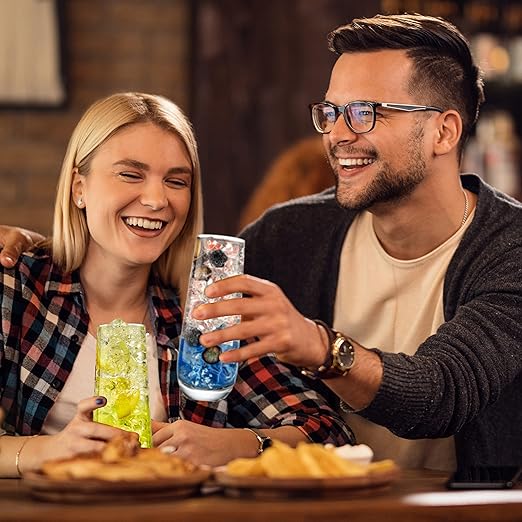 Champagne Flutes Stemless 9.4oz | Set of 2 Elegant Clear Crystal Glass Drinkware w/Narrow Rim Seamless Bowl, Lead-Free Dishwasher Safe Sparkling Wine Glassware Perfect for Any Occasion by NutriChef