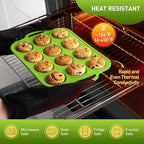 Socisen 12 Cups Silicone Muffin Pan with Metal Reinforced Frame Regular Size Cupcake Pan Tray Egg Bites Silicone Circle Cookie Molds Muffin Tin Tart Pans Baking Sheet Set for Oven Dishwasher Safe