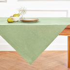 Solino Home Linen Tablecloth 52 x 52 Inch - 100% Pure Linen Laurel Green Square Tablecloth - Fete, Machine Washable Table Throw