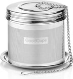 Stainless Steel Tea Infuser for Loose Leaf Tea, Large (2.95” Diameter x 2.85” Height) – Extra Fine Mesh Strainer with Chain Hook & Lid, Reusable Tea Steeper for Mugs, Cups & Teapots