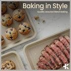 Diamond Bottom Cookie Sheet Set of 2, Nonstick White Marble Carbon Steel Baking Pans for Crisp Baking, Space-Saving Stackable Trays, PFOA, PFOS, PTFE Free, Oven Safe Up to 450°F, Small & Medium Pans