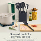 bella 6-Piece Modular Tool Set, Silicone, Turner, Spoon, Slotted Spoon, Spatula, Tongs, Crock with removable divider, Non-toxic*, Food-grade, Heat safe to 425°F, Dishwasher Safe, Oatmilk