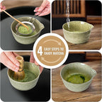Matcha Whisk Set Pink, Matcha Making Kit Whisk (Chasen Holder), Ceramic Whisk Holder, Bamboo Scoop, Powder Starter Sifter, Spoon Japanese Tea Tools For Ceremony Gift