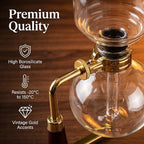 Vacuum Coffee Maker, Manual Siphon Coffee Brewer 3-Cup (360ml) with Alcohol Burner, Adjustable Buffer Clamp, Stainless Steel Bracket Base for Coffee Aficionados