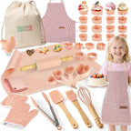 Ultimate Baking Kit for Kids - 38 Piece Kitchen Tools, Food Grade Silicone, BPA/BPS Free - Real Cooking Set for Ages 8-12 - Girls Boys Birthday Stocking Stuffer - Danish Orange