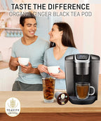 Organic Ginger Tea Pods for Keurig with Unsweet Black Tea for K Cup Brewing - Ginger Black Tea by Teavity (36 Tea Pods)