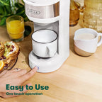 BELLA Dual Brew Single Serve Coffee Maker, Brews both Kcup and Ground Coffee, Large 14oz Capacity, Easy One Touch, Auto Shutoff, White