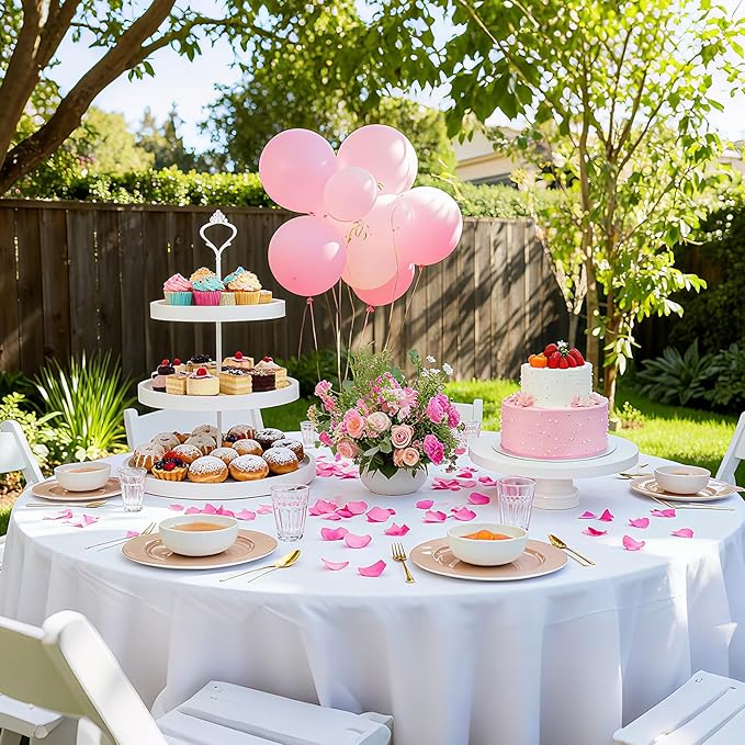7 Pcs Wood Dessert Table Display Set Wooden 3 Tie Cupcake Stands Rustic Round Cake Stand Wood Dessert Serving Trays for Party Baby Shower Wedding Birthday (White)