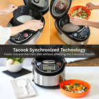 TIGER JAX-T10U-K 5.5-Cup (Uncooked) Micom Rice Cooker and Warmer with Tacook Food Steamer Cooking Tray Technology and 10 Auto-Cook Settings, Stainless Steel Black