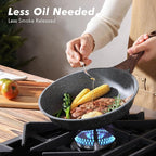 SENSARTE Nonstick Frying Pan Skillets, Swiss Granite Coating Omelette Pans, Healthy Cookware Chef's Pan, Free of Intentionally Added PFOA (8+9.5+11 Inch)