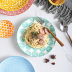 Selamica Ceramic Dinnerware Sets for 6, 24 Piece Plates and Bowls Sets, Scratch Resistant Dishes Set-Dishwasher & Microwave & Oven Safe, Assorted Colors A