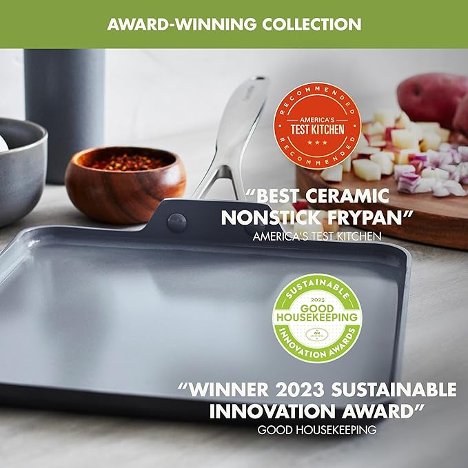 GreenPan Valencia Pro Hard Anodized Healthy Ceramic Nonstick 11" Griddle Pan, PFAS-Free, Induction, Dishwasher Safe, Oven Safe, Gray