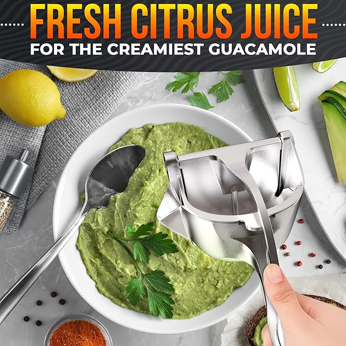 Hand Juicer Squeezer with Ergonomic Heavy Duty Handle – 20 oz Bowl Aluminum Lemon Juicer with Pour Spout for Mess-Free Pouring - Manual Citrus Press for Lemon, Orange, Lime, Grapefruit, Pomegranate