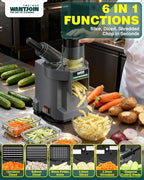 WantJoin 6-In-1 Electric Vegetable Chopper - Multifunctional Commercial Electric Food Dicer Processor For Slicing(2.5mm), Dicing(8/12mm), Chopping(2.5mm), Shredding, Crinkle Cutting, Oblique Cutting