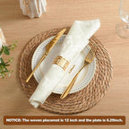 Round Woven Placemats 13 Inch Set of 10 - Boho Rattan Placemat Natural Water Hyacinth Placemats, Farmhouse Weave Place Mats, Rustic Braided Wicker Table Mats for Dining Table,Home,Wedding