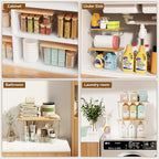 Criusia 2 Set Pantry Organizers and Storage with Bamboo Lids, Stackable Clear Bins for Onion, Potato, Fruit, Vegetables, Trash Bag Dispenser, Kitchen and Under Sink Organizer