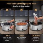 30 Pack Slow Cooker Liners – Large 13” x 21” BPA-Free Crock Pot Bags – Fits 3–10 Quart Round & Oval Cookers – Disposable Crock Pot Liners for Effortless Home Cooking & Fast Clean Up, Bonus Recipe Book