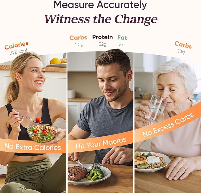 Cosori Smart Food Kitchen Scale with Nutritional Calculator, Free App for AI Scan, Calorie & Macro Tracking, Food Preload, On-Screen Nutrient Info, Personal Goals, Rechargeable, 11 lb / 5 kg