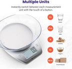Etekcity 0.1g Food Kitchen Scale, Bowl, Digital Grams and Ounces for Weight Loss, Dieting, Baking, Cooking, and Meal Prep, 11lb/5kg, Stainless Steel Silver