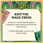 Dragon Glassware x Wicked 16 oz Drinking Glasses Set of 2 - Glass Cups with Lids and Straws - Iced Coffee Cups with Lids - Reusable Glass Tumbler with Straw and Lid - Enchanted