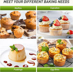 Socisen 12 Cups Silicone Muffin Pan with Metal Reinforced Frame Regular Size Cupcake Pan Tray Egg Bites Silicone Circle Cookie Molds Muffin Tin Tart Pans Baking Sheet Set for Oven Dishwasher Safe