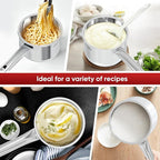 SUNHOUSE – 3 Quarts Stainless Steel Sauce Pan with Lid - PFOA-Free, Stainless Steel Sauce Pan, Advanced Impact Bonding Induction Base, Stay-Cool Handle, Compatible with All Cooktops
