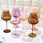 Khen Colored Crystal Wine Glass Set of 6, Large 20 OZ Glasses, Fall Leaves Terracotta Bright Italian Style Tall Stemmed Drinkware Red & White Wine, Water Dinner Glasses, Color Glassware Stemmed