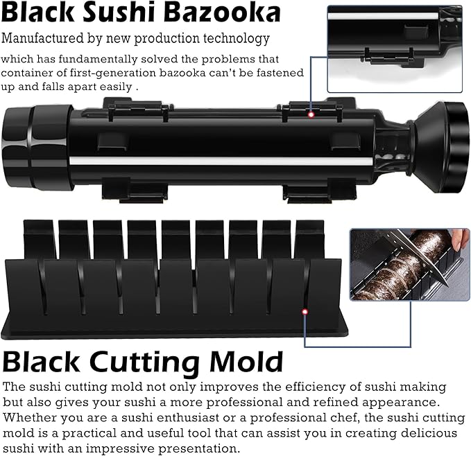FUNGYAND Sushi Making Kit, 27-in-1 Professional Maker Set with Bazooka Roller, Nigiri & Musubi Presses, Bamboo Mats, Knife, Chopsticks, Ceramic Dishes - Ideal for Beginners