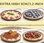 10 Inch Nonstick Tart Pan with Removable Bottom, Carbon Steel Quiche and Pie Pan- 1.1-Inch Depth, Fluted Edges for Baking Tarts, Quiches, Mousse Cakes, and Desserts
