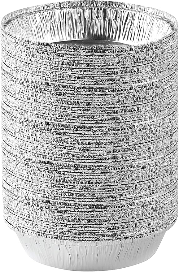 Mr Miracle Pack of 50 Disposable Aluminum Foil Pans –8 Inch Circular Aluminum Pans, Ideal for Baking, Storing, Heating, Serving, BBQ - Round Foil Pans