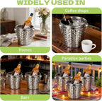 3 Pack Ice Buckets with Handles and Tongs, 3L Metal Beverage Tubs for Ice and Drinks, Wine and Champagne Chiller Buckets for Bar, Party, BBQ, Indoor Outdoor Use