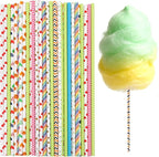 50Pcs Cotton Candy Sticks Cones, 13.78 Inch Random Color Candy Supplies, Paper Straws, Cones for Birthdays, Weddings, Holiday Parties, Candy Making