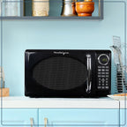 Nostalgia Retro Microwave Oven - 0.7 Cu Ft, 700-Watt Countertop Size with Glass Turntable, Child Safety Lock, 8 Auto-Cook Programs, Digital Clock - Black