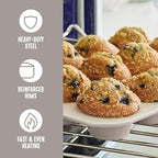 GreenLife 12-Cup Muffin Pan, PFAS-Free Healthy Nonstick Baking Tray, 11.4" x 1.9" x 15.9", Durable Ceramic Bakeware, Cupcakes, Egg Bites, Tarts, Brownies, Taupe